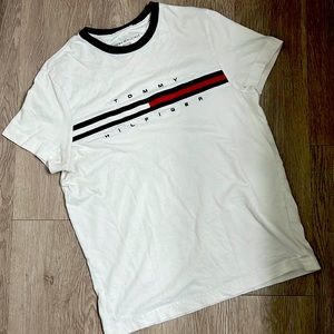 90s TOMMY HILFIGER basic logo white tee size XS
